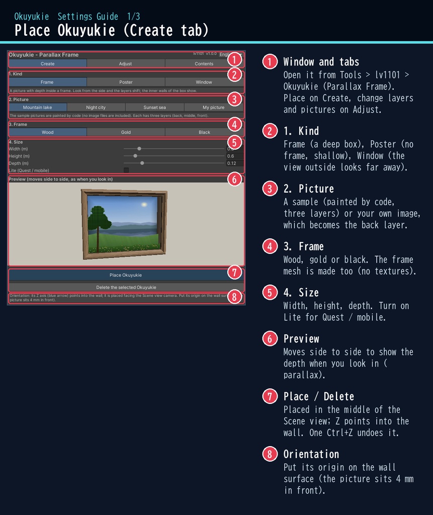 【VRChat】立体に見える額縁・窓シェーダー 奥行絵 オクユキエ Okuyukie Parallax Frame(ワールド向け)