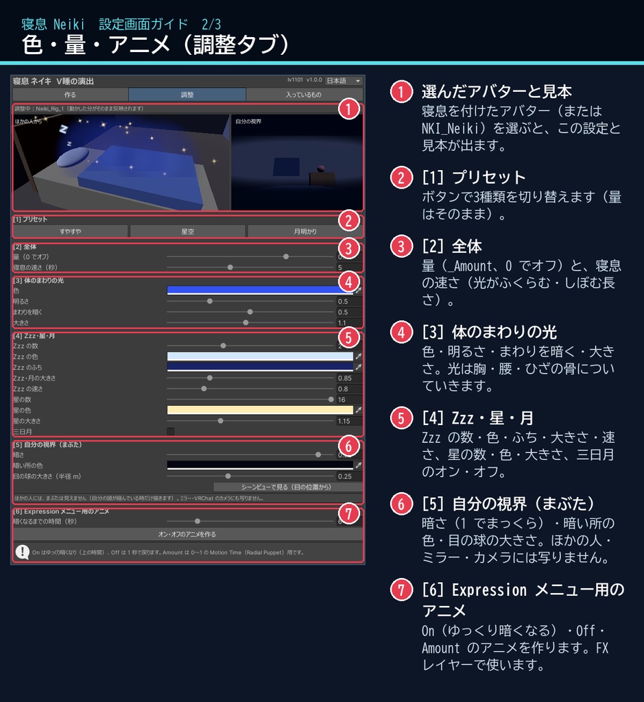 【VRChat】V睡・寝落ちの演出 寝息 ネイキ Neiki Sleep Effect(アバター向け)