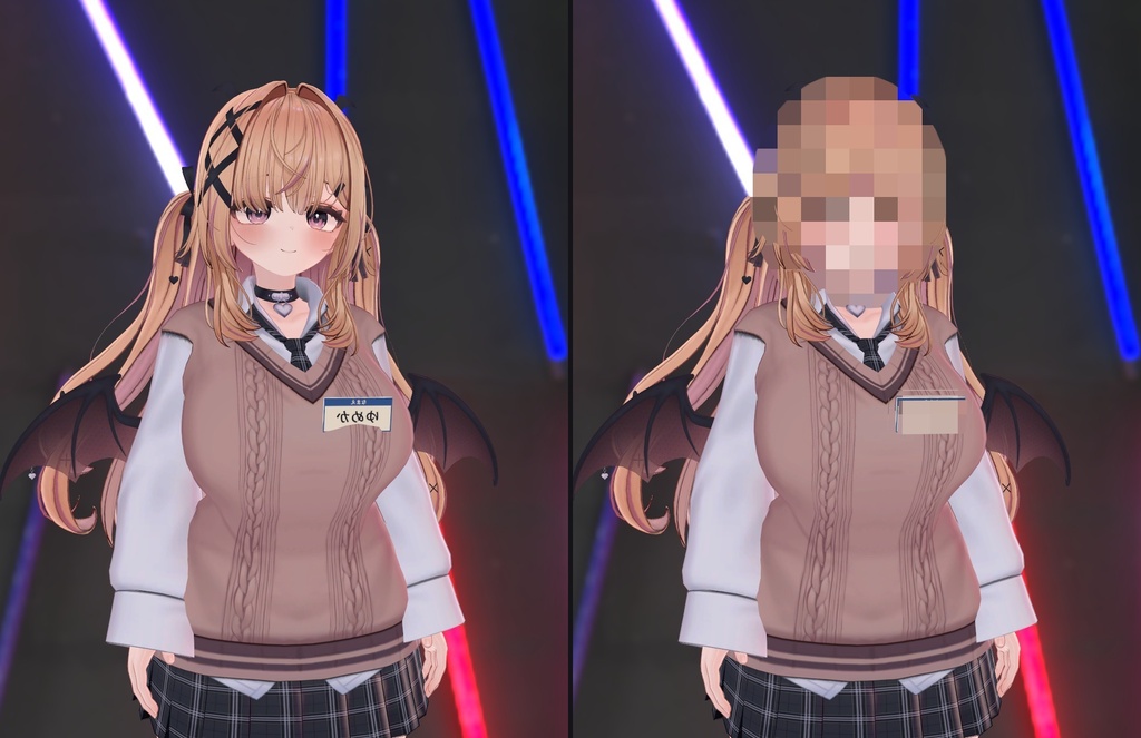 【VRChat・汎用】写真にだけ顔を隠すモザイク「目隠」(アバター用・PC)