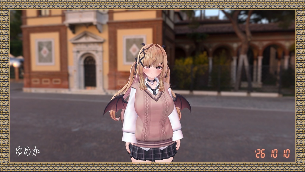 【VRChat・汎用】写真に枠と日付とサインを入れる「額縁」(アバター用・PC)