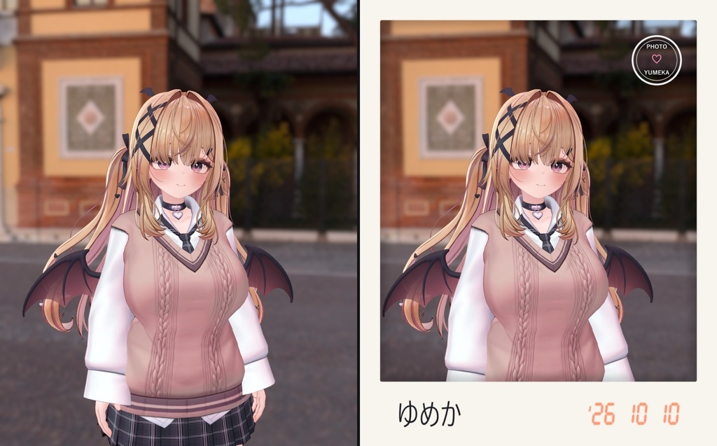 【VRChat・汎用】写真に枠と日付とサインを入れる「額縁」(アバター用・PC)