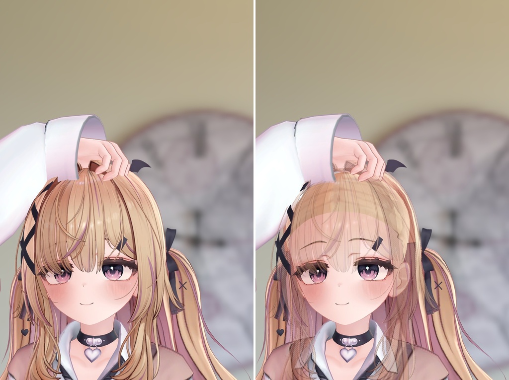 【VRChat・汎用】寄ると前髪・袖がふわっと透ける「透綾」(アバター用・PC)