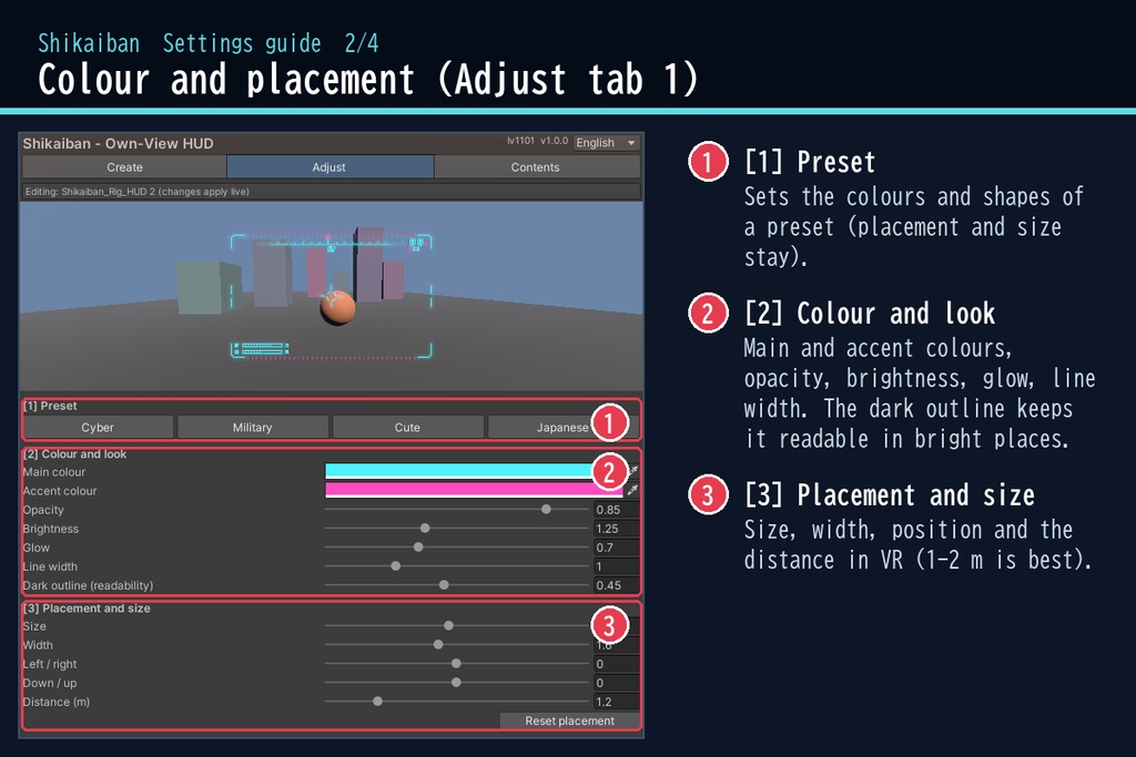【VRChat・汎用】自分の視界にだけ出るHUD「視界盤」(アバター用・PC)