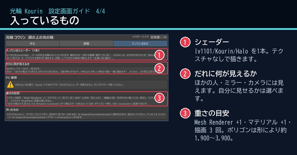【VRChat・汎用】頭の上に浮かぶ光の輪・天使の輪「光輪」(アバター用・PC)