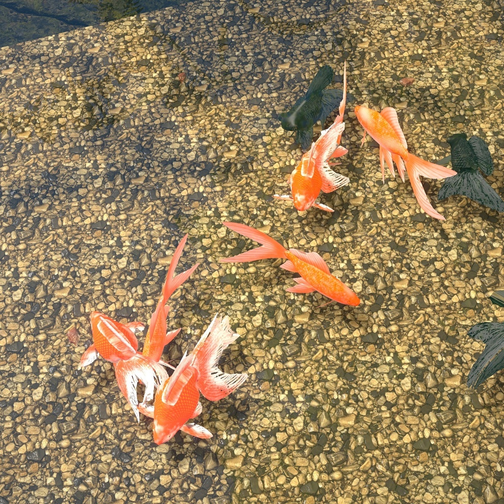 【VRChatワールド用】泳ぐ金魚3種「金」琉金・出目金・コメット【PC/Quest対応】