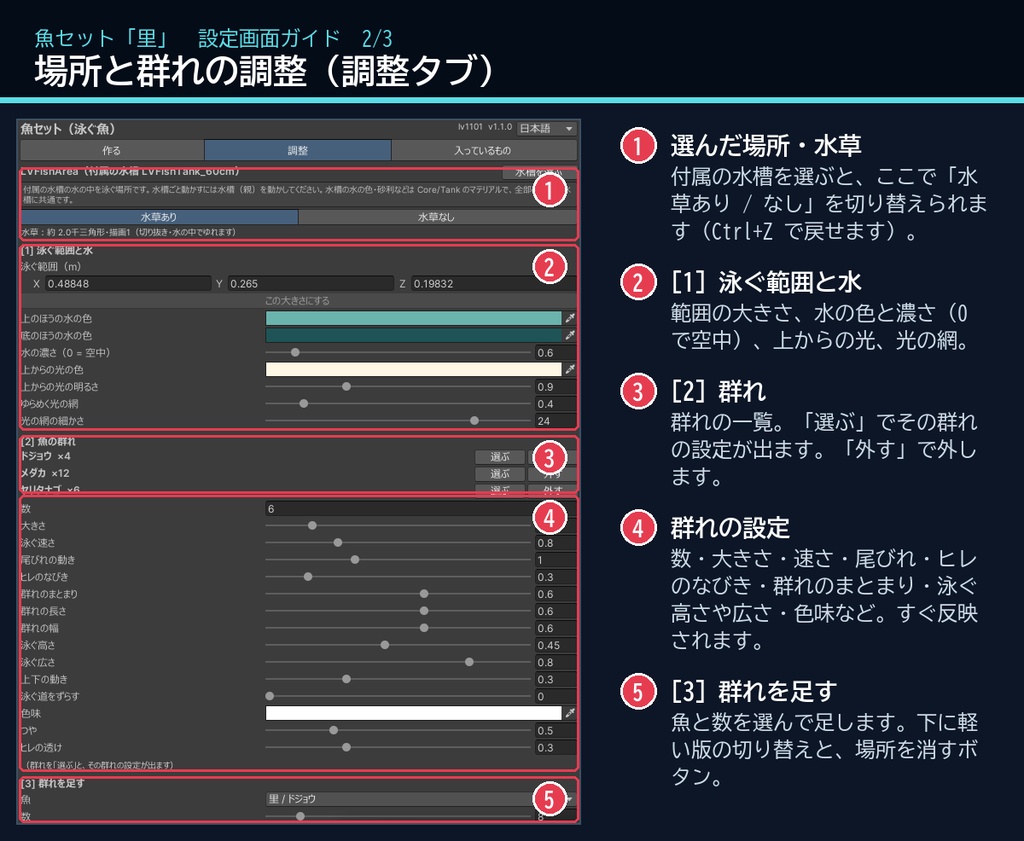 【VRChatワールド用】泳ぐ日本の小川の魚3種「里」メダカ・ドジョウ・ヤリタナゴ【PC/Quest対応】