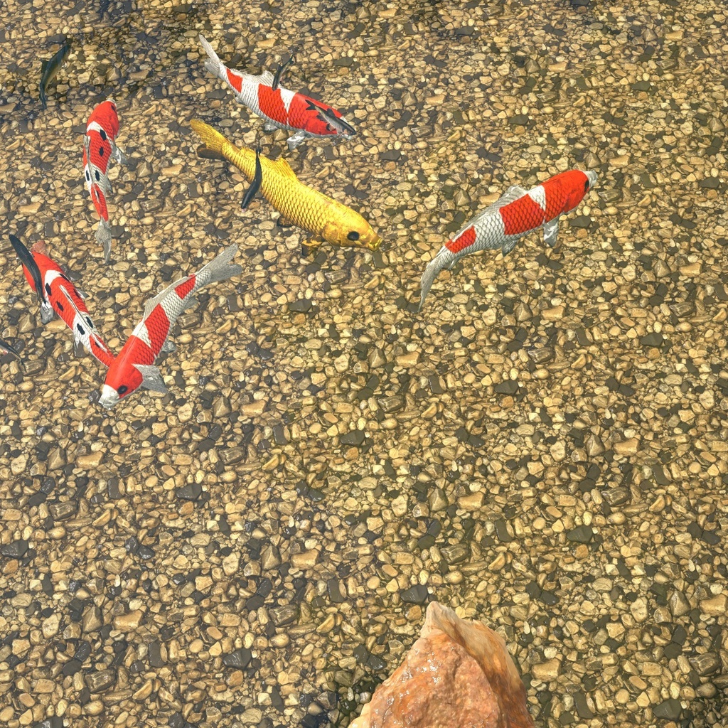 【VRChatワールド用】泳ぐ日本の川と池の魚3種「錦」錦鯉・アユ・オイカワ【PC/Quest対応】