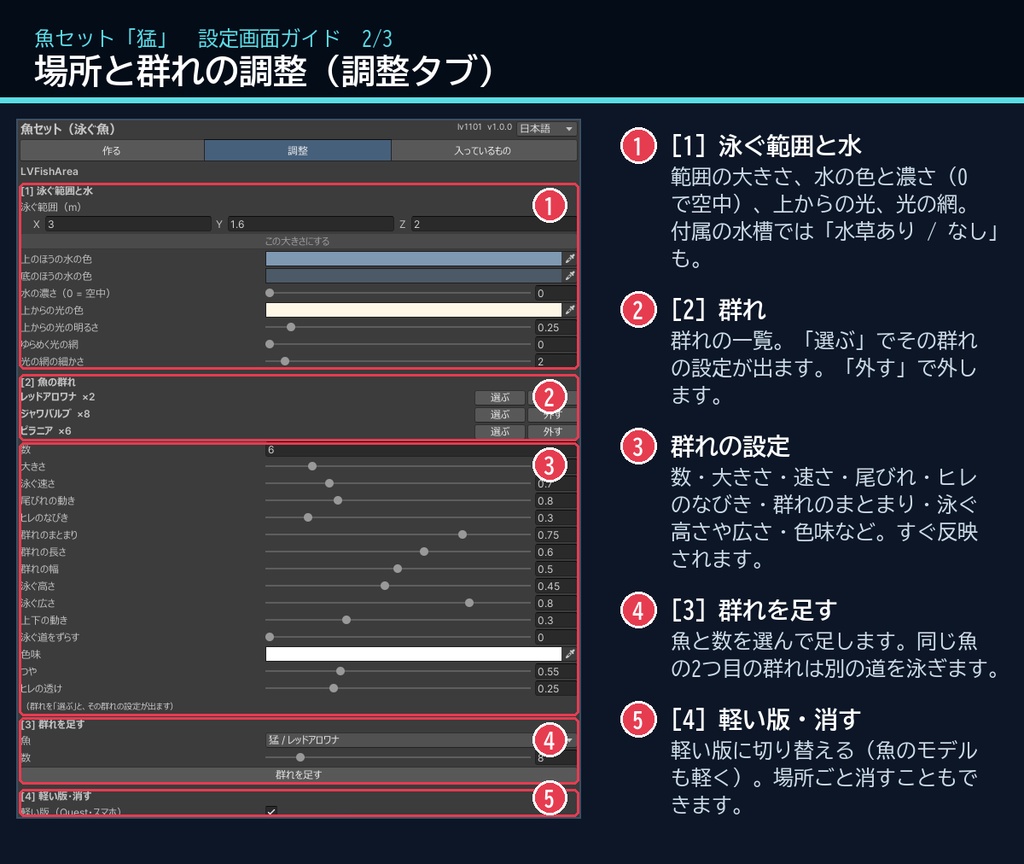 【VRChatワールド用】迫力の大型魚3種「猛」ピラニア・レッドアロワナ・ジャワバルブ【PC/Quest対応】