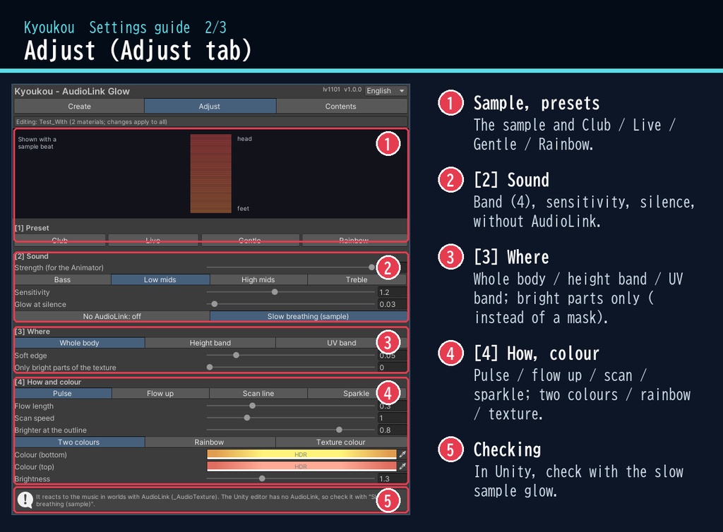 【VRChat・汎用】AudioLinkの音楽に合わせて体が光る「響光」(アバター用・PC)