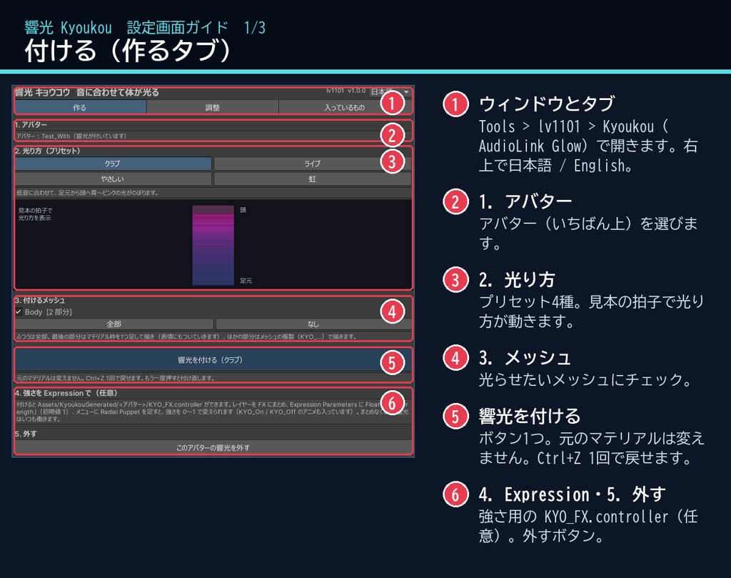 【VRChat・汎用】AudioLinkの音楽に合わせて体が光る「響光」(アバター用・PC)