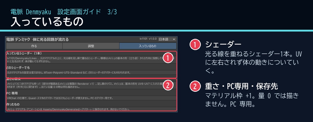 【VRChat・汎用】体に光る回路が流れるサイバー模様「電脈」(アバター用・PC)