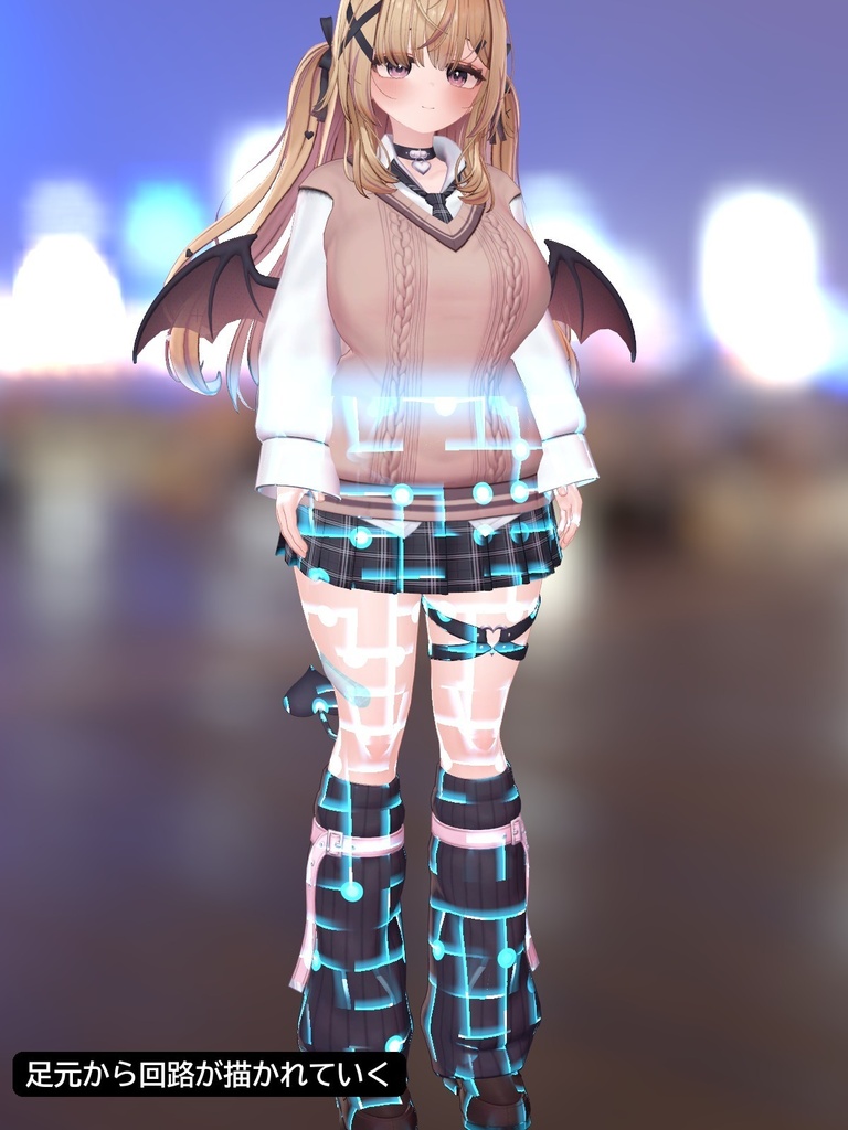 【VRChat・汎用】体に光る回路が流れるサイバー模様「電脈」(アバター用・PC)