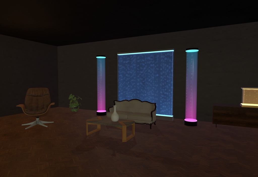 【VRChatワールド用】泡がのぼる光るバブルウォール・柱・水槽「泡壁」【PC/Quest対応】