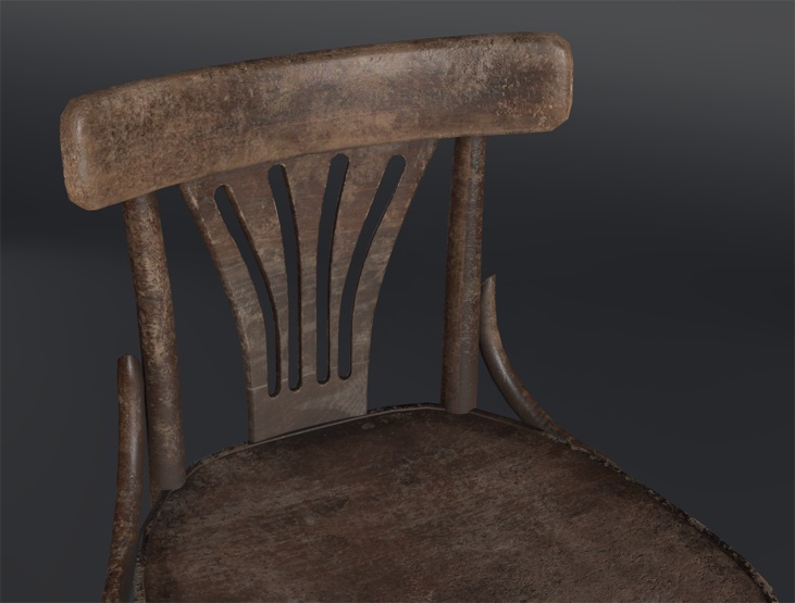 ヴィンテージ 椅子 (Vintage Study Writing Chair)【3D】