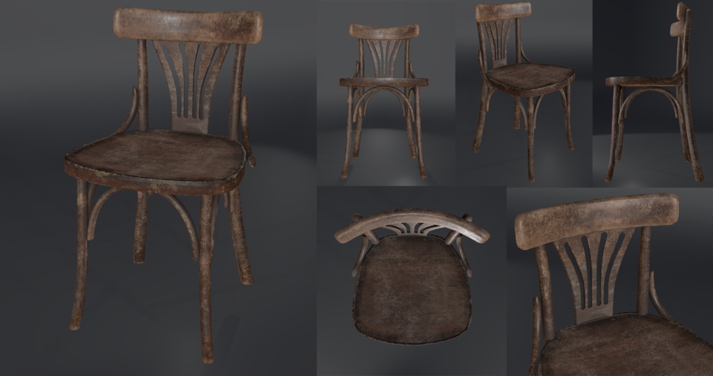 ヴィンテージ 椅子 (Vintage Study Writing Chair)【3D】