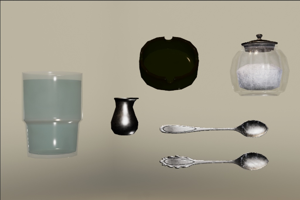 【3Dモデル】昭和レトロ 喫茶店 コーヒーセット|カップ・小物7点セット