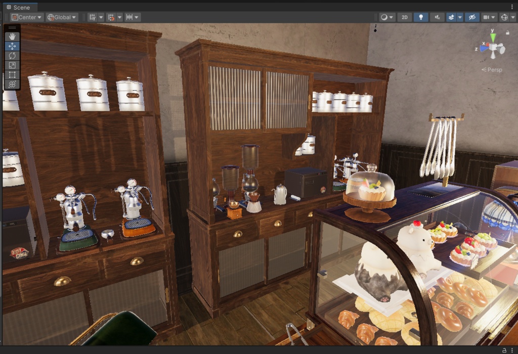 【3D小物】昭和レトロ 珈琲設備棚セット|小物 9点セット