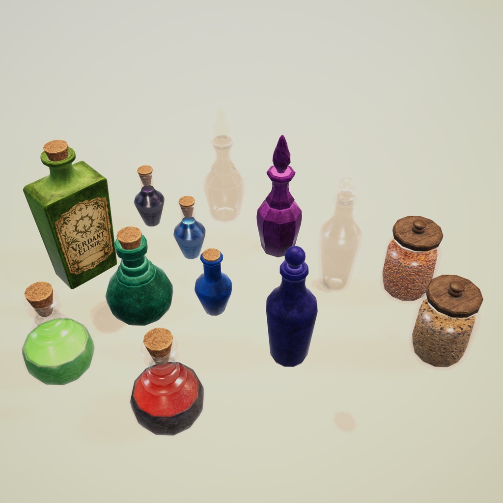 【3D小物】魔法学園の錬金術研究室小道具セット Vol.02 | 小道具7セット