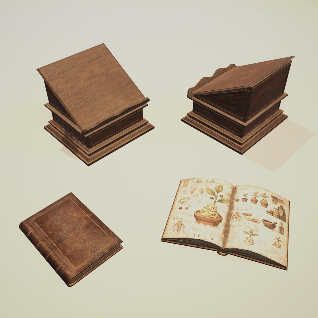 【3D小物】魔法学園の錬金術研究室小道具セット Vol.02 | 小道具7セット
