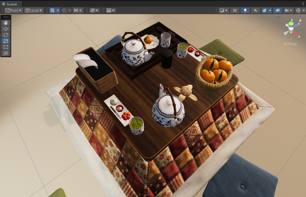 【3D小物】昭和レトロ こたつセット|小物10種セット