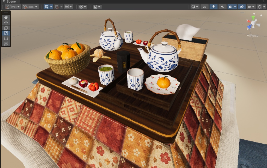 【3D小物】昭和レトロ こたつセット|小物10種セット