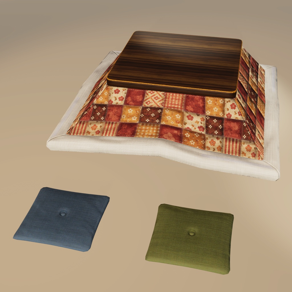 【3D小物】昭和レトロ こたつセット|小物10種セット