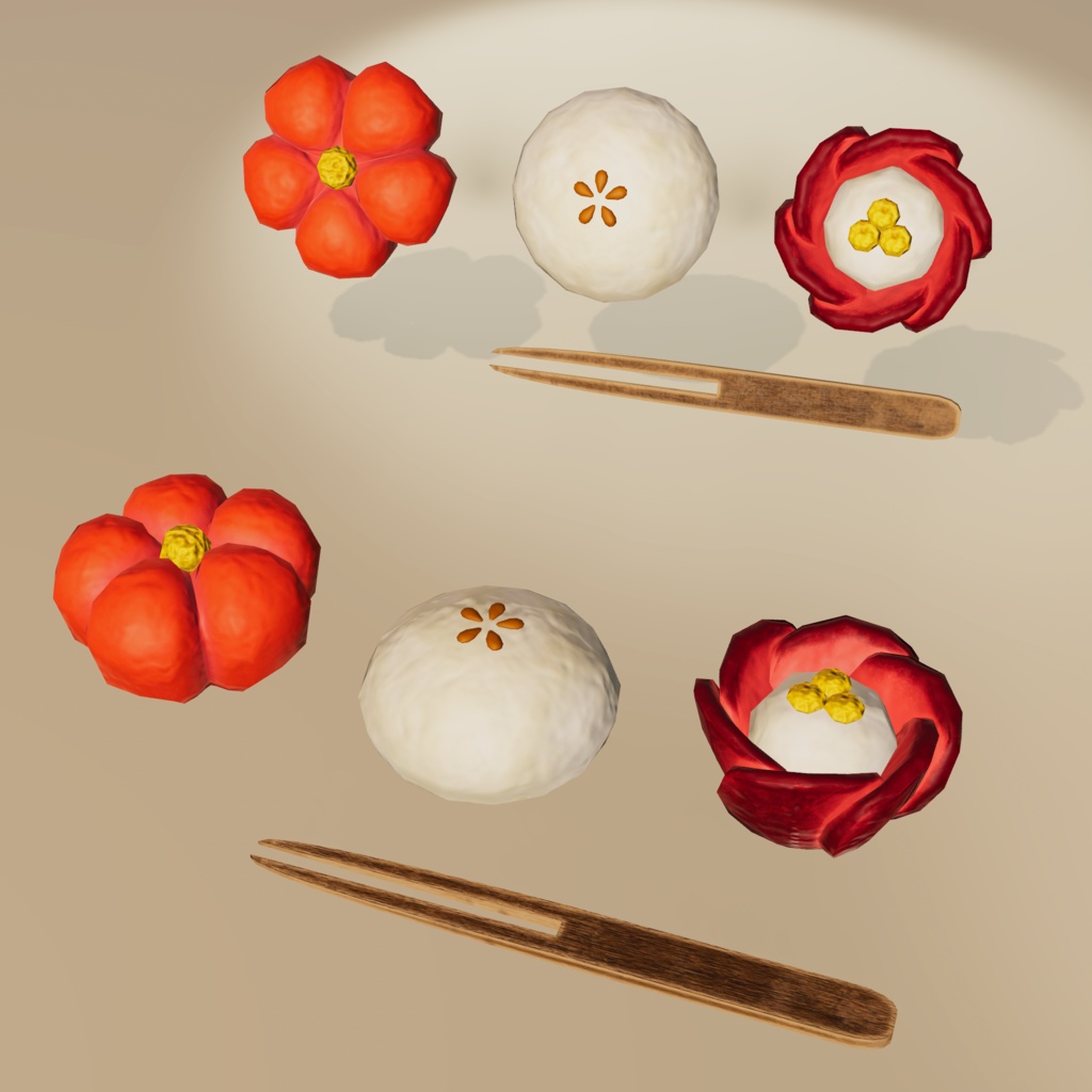 【3D小物】昭和レトロ こたつセット|小物10種セット
