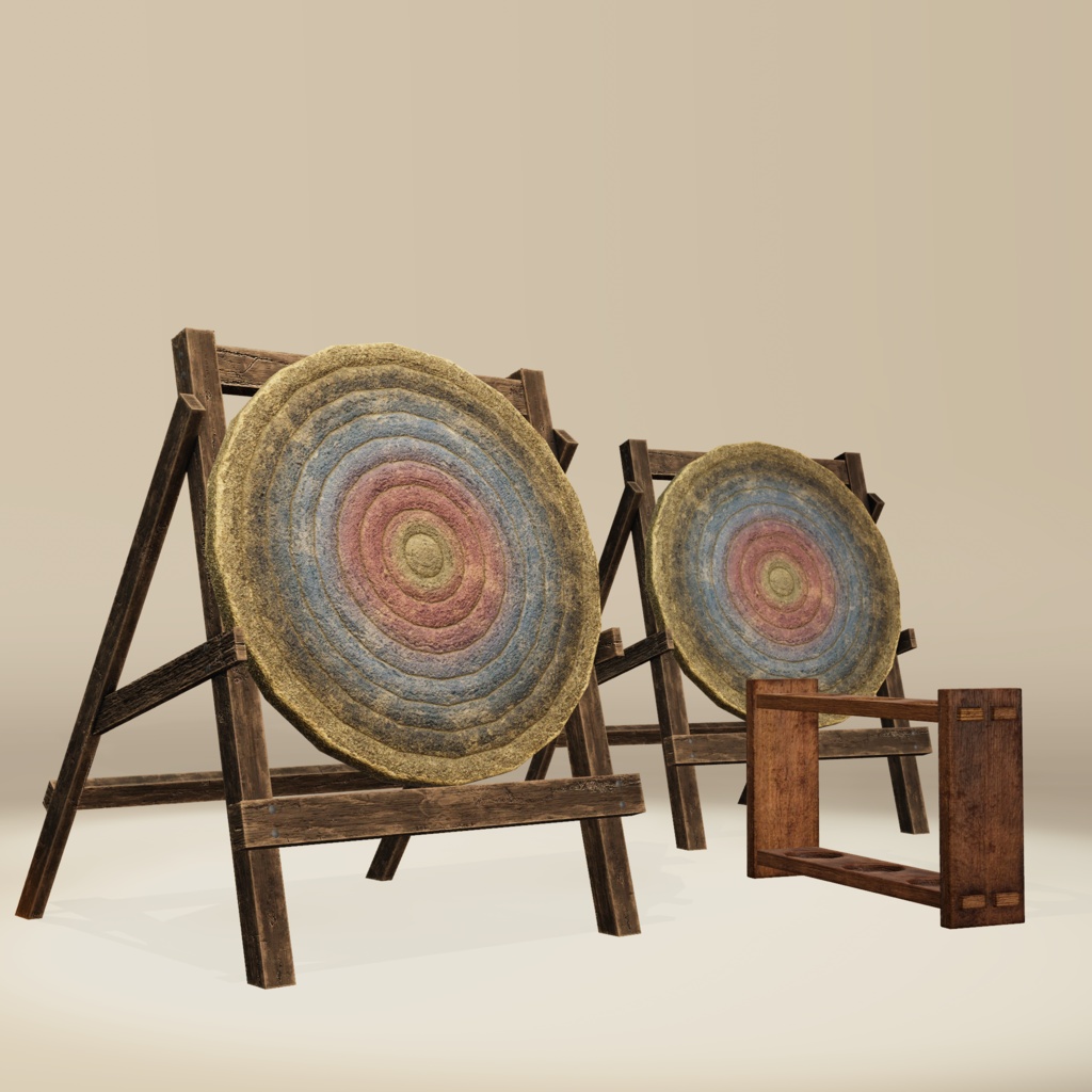 【3D小物】ファンタジー騎士団の訓練場セットVol.1|武器9種・小物5点