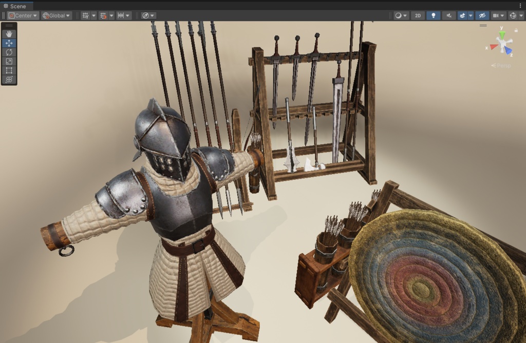 【3D小物】ファンタジー騎士団の訓練場セットVol.1|武器9種・小物5点