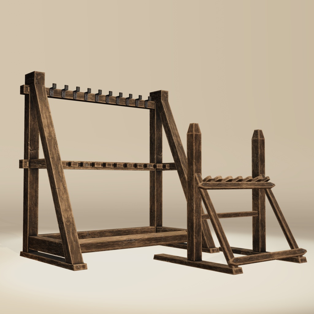 【3D小物】ファンタジー騎士団の訓練場セットVol.1|武器9種・小物5点