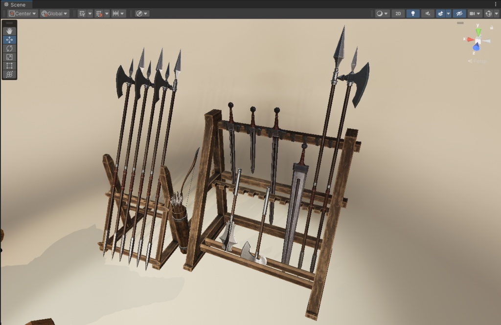 【3D小物】ファンタジー騎士団の訓練場セットVol.1|武器9種・小物5点