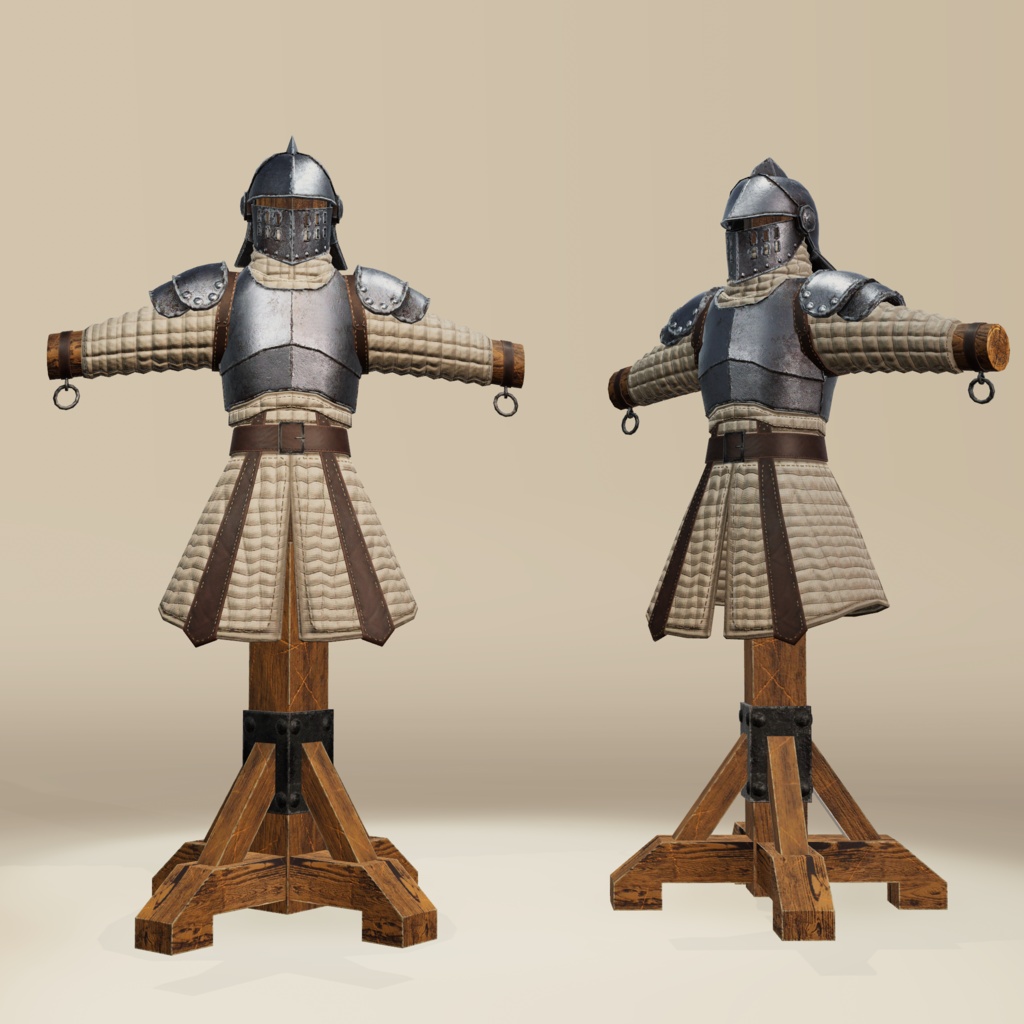 【3D小物】ファンタジー騎士団の訓練場セットVol.1|武器9種・小物5点