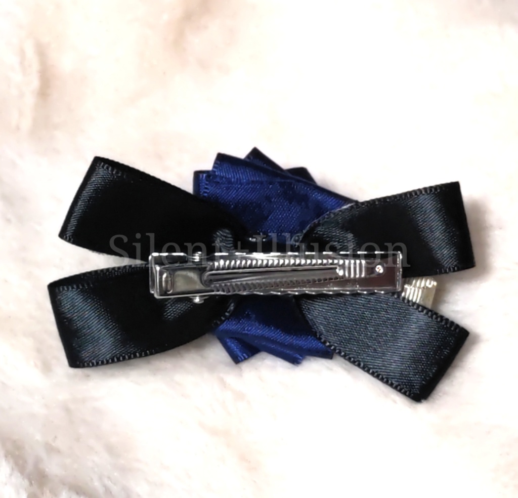 巻バラとリボンのヘアクリップ