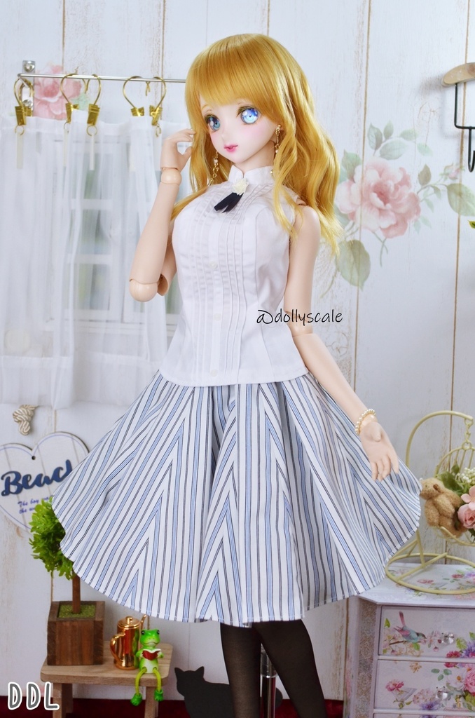 ピンタックノースリーブの型紙 Pintucked sleeveless pattern