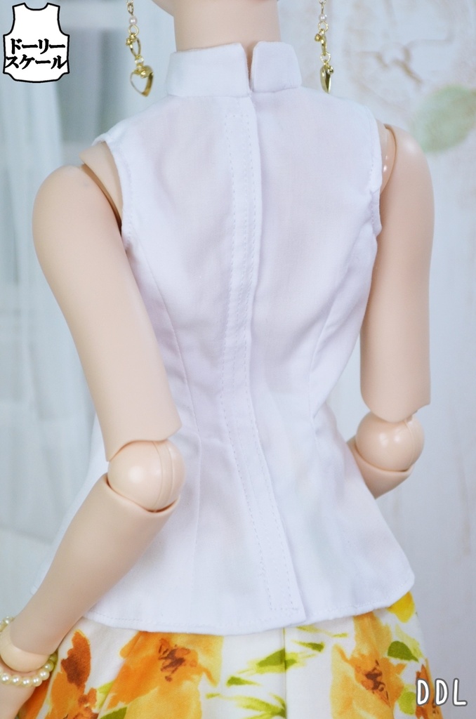 ピンタックノースリーブの型紙 Pintucked sleeveless pattern