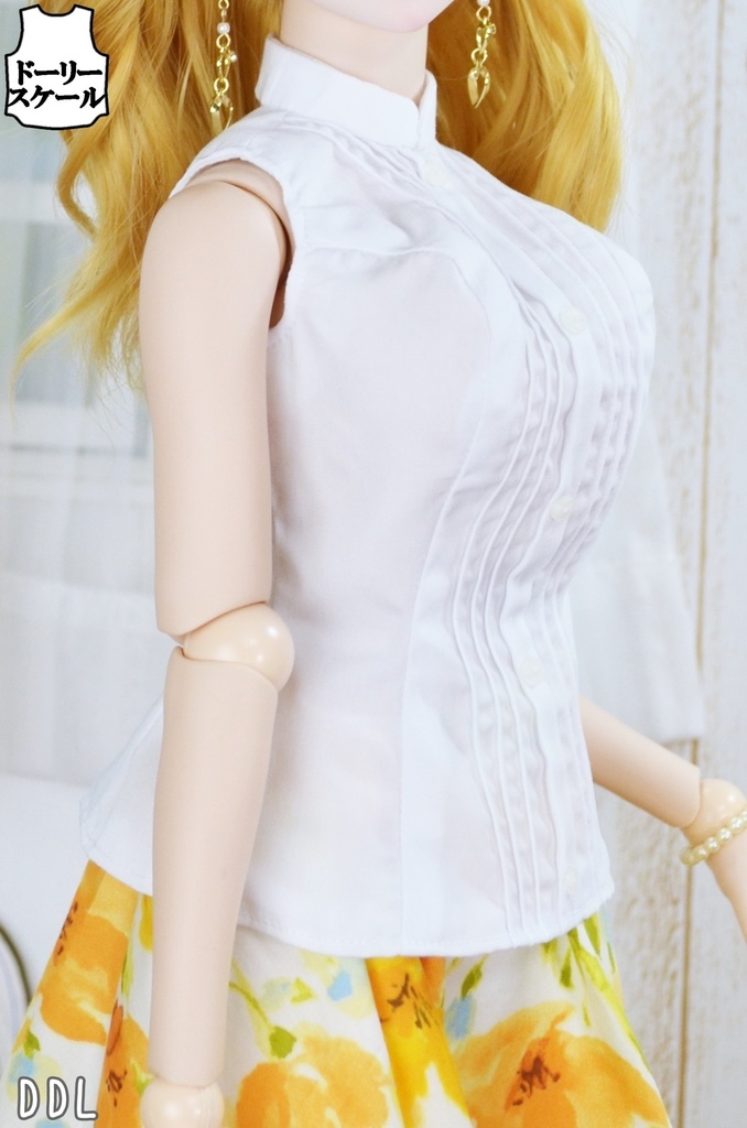 ピンタックノースリーブの型紙 Pintucked sleeveless pattern