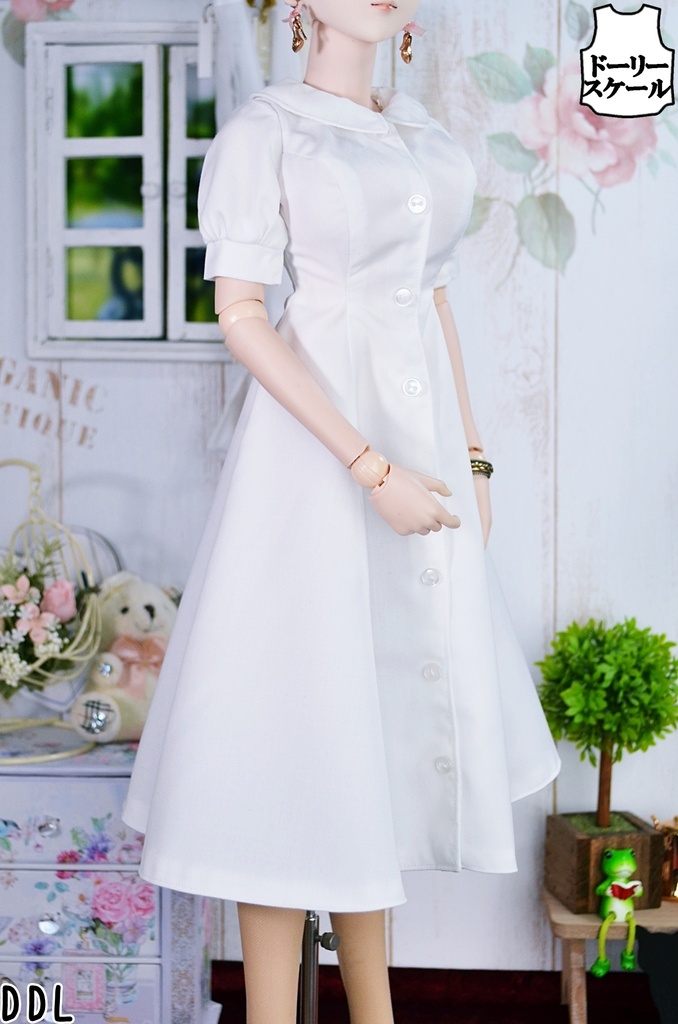 フラットカラーシャツワンピースの型紙 Flat Collar Shirt Dress Pattern
