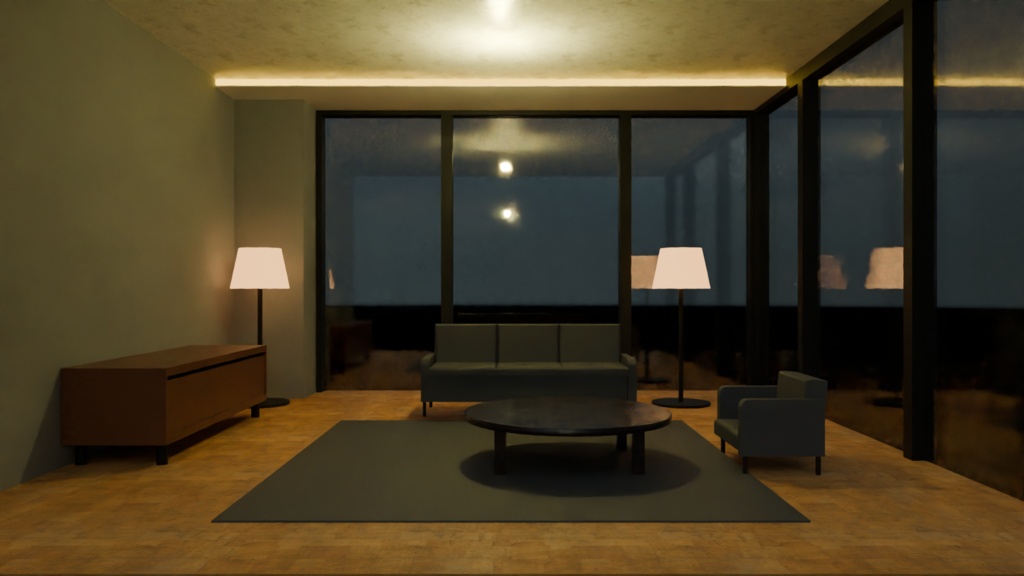 【blender】タワマン最上階-地上100mの静寂-ラグジュアリー・リビングセット
