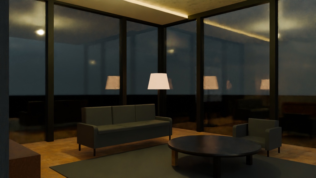 【blender】タワマン最上階-地上100mの静寂-ラグジュアリー・リビングセット