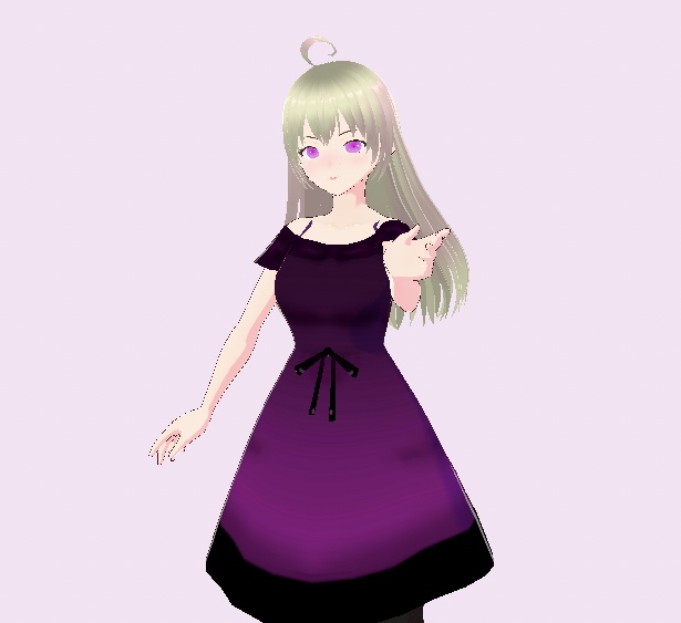 Vroid Midnight Purple Dress ダークパープルドレス 