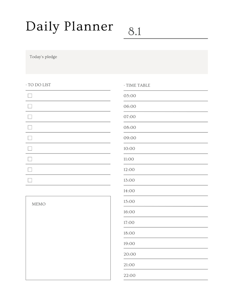 8月 デジタルプランナー