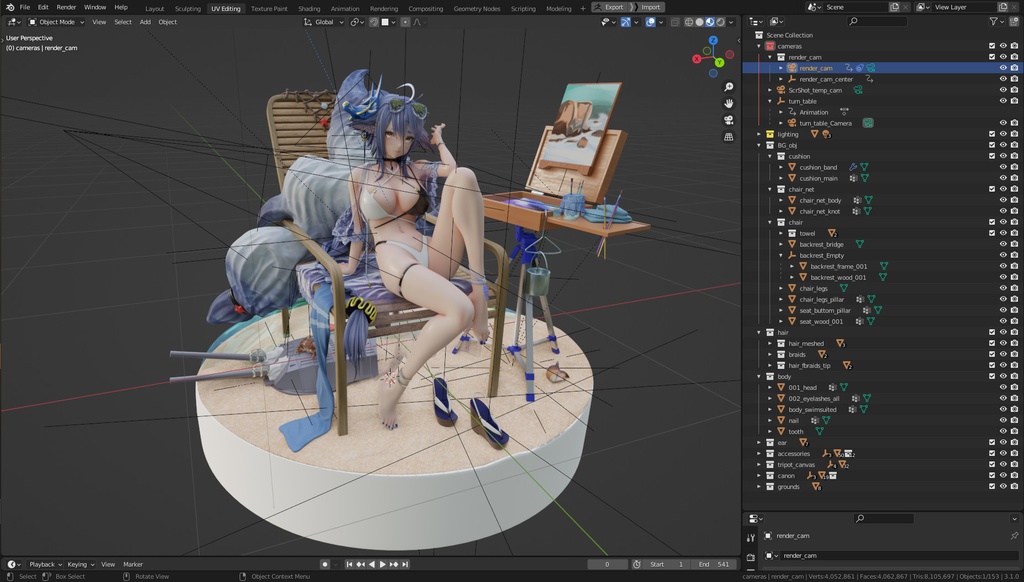 アズールレーン 土佐 鳴子小夏 3Dデータ・CG集