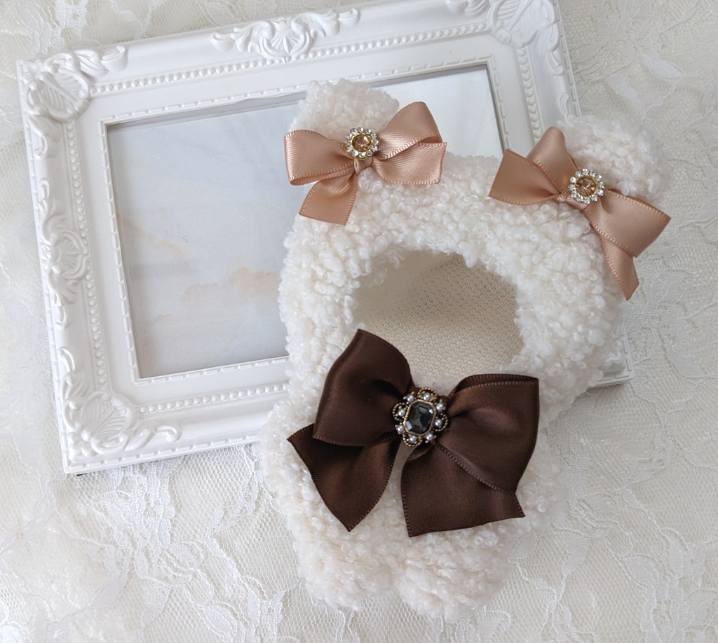 ぬい着ぐるみ♡しろくま♡ブラウンりぼん♡10~12cm用