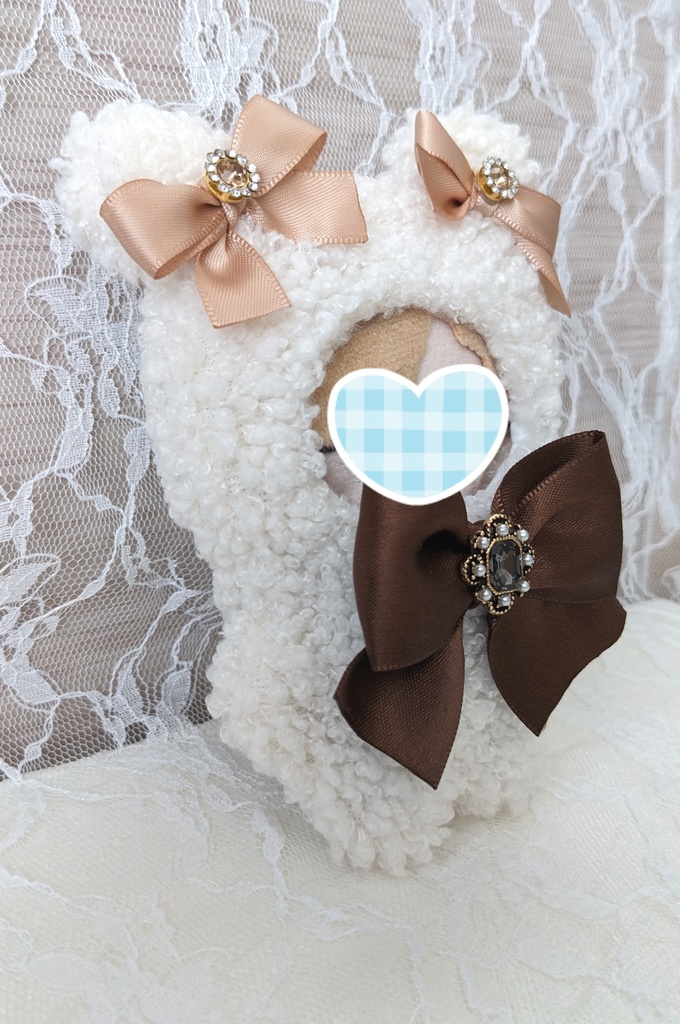 ぬい着ぐるみ♡しろくま♡ブラウンりぼん♡10~12cm用