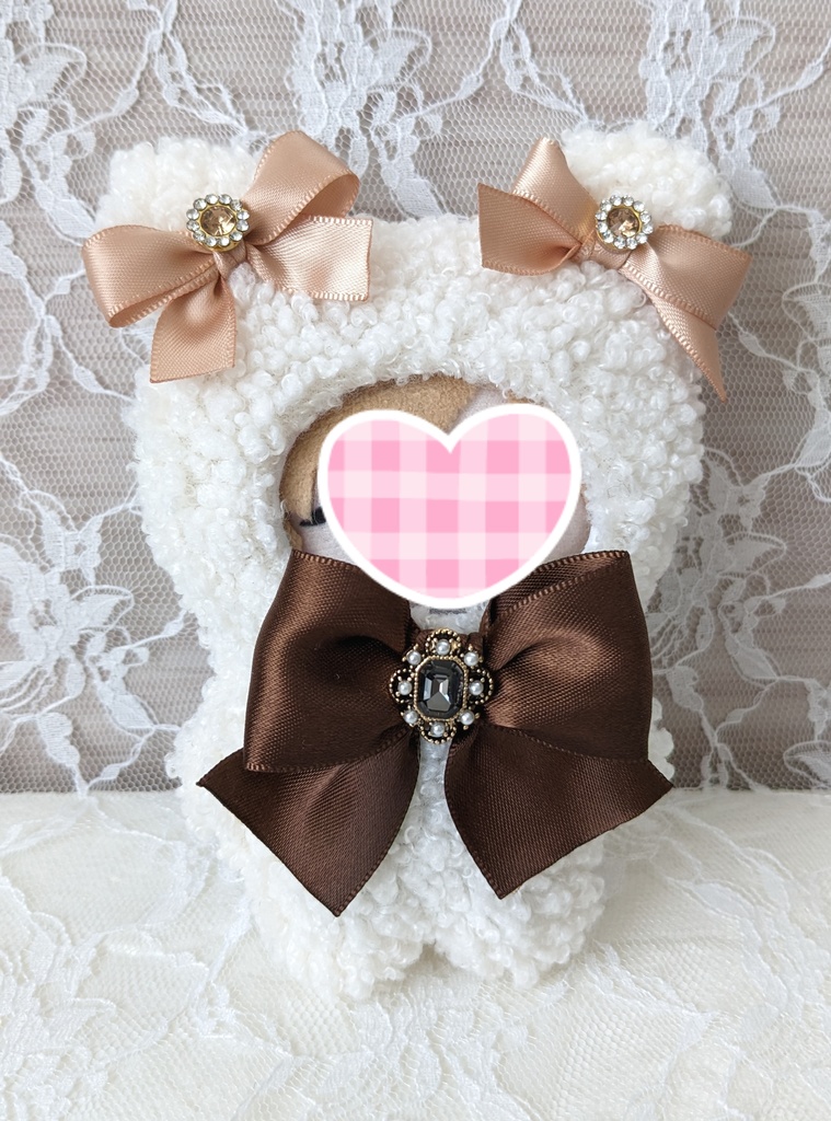ぬい着ぐるみ♡しろくま♡ブラウンりぼん♡10～12cm用