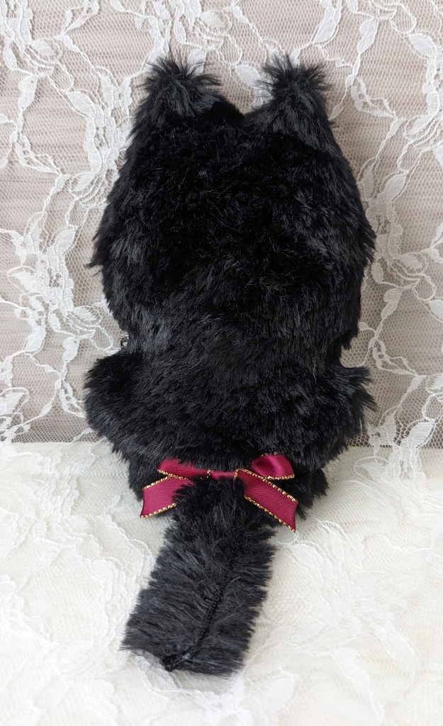 ぬい着ぐるみ♡黒ネコ♡黒×ボルドーりぼん♡10~12cm用