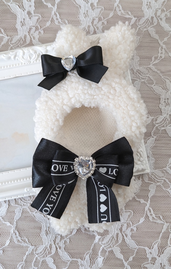 ぬい着ぐるみ♡白うさぎ♡黒りぼん♡10~12cm用