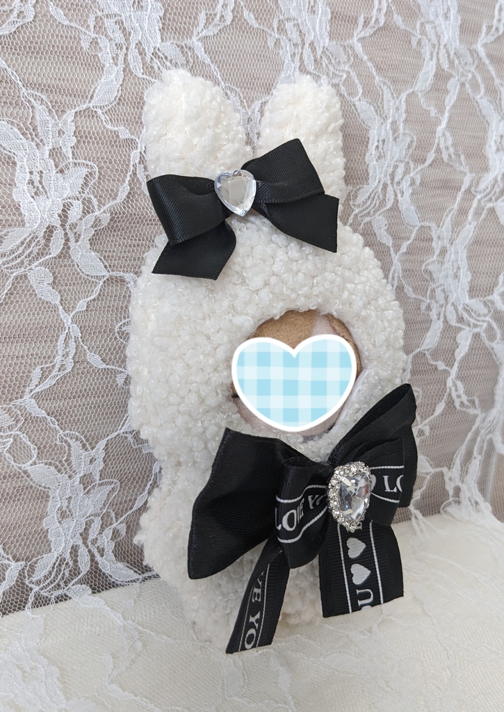 ぬい着ぐるみ♡白うさぎ♡黒りぼん♡10~12cm用