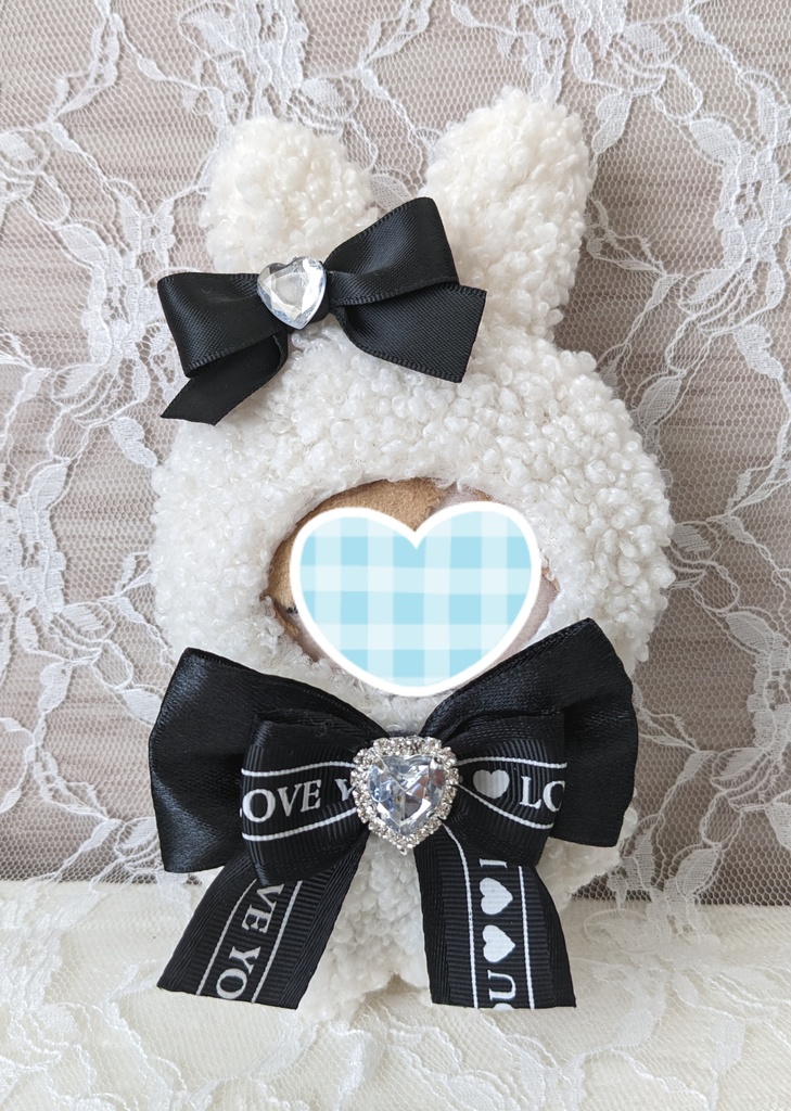 ぬい着ぐるみ♡白うさぎ♡黒りぼん♡10～12cm用