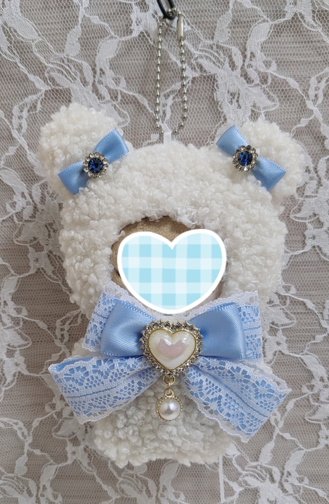 ぬい着ぐるみ♡白くま♡ライトブルーりぼん♡10~12cm用